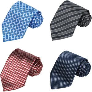 4 Stück 63 XL extra lange Krawatten für Herren groß und groß Krawatte 01 blau rot grau - Bild 1 von 6