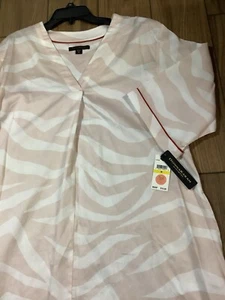 Donna Karan Sleepwear Women's Size M Maxi Sleepshirt 3/4 Sleeve Cream Animal - Picture 1 of 7