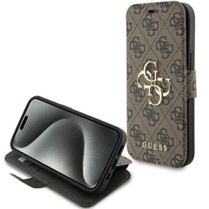 Funda para móvil iPhone 15 Guess logotipo marrón dorado ajustable - Imagen 1 de 8