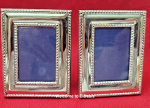 2er Set versilberte Bilderrahmen 2x3 Zoll - elegante Mini Rahmen - Neu - Bild 1 von 14