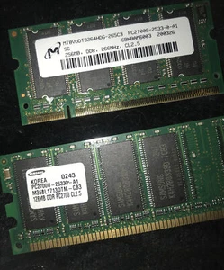 Lot Of 2 Samsung 128MbMicron256mb  Ram MemoryPC2700-25330-A1/ M368L1713DTM CB3 - Picture 1 of 5