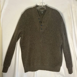 Eddie Bauer Pullover Herren XL hoher Schalkragen 4 Knöpfe Pulli grün/hellbraun gebraucht, in einwandfreiem Zustand - Bild 1 von 10