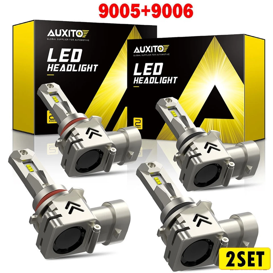 8x AUXITO 9005 9006 LED Faros ZES Bombillas Alta Baja Kits 6500K Blanco Combo Foto 1 de 4