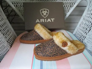 *NEW Womens Brown Ariat Jackie Exotic Embossed Bedroom Shoes, 7 - Picture 1 of 3