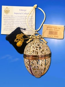 Fabergé Gatchina Palace Egg Christmas Ornament w Necklace + Sticker & Card - Picture 1 of 11