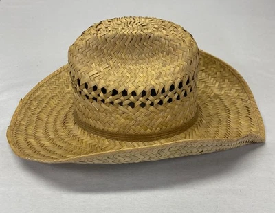 Vintage Straw Cowboy Hat Size 7 1/8 Atwood Old Timer Woven 100% Straw Sun Hat - Image 1 of 4