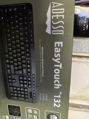 Adesso Easy Touch 132 Wired Multimedia Desktop Keyboard (USB) Model AKB132UB NIB - Image 1 of 2