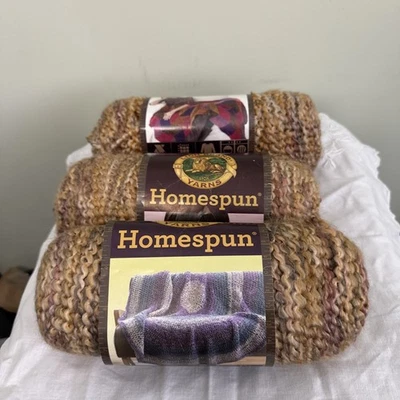 Lote de 3 hilados caseros marca Lion SIERRA #318 marrón tostado beige 6 OZ 170 g 185 yardas Foto 1 de 2