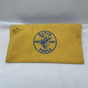 KLEIN TOOLS Heavy YKK Metal ZIPPERED CANVAS TOOL POUCH BAG Yellow USA 12x7 - Picture 1 of 10