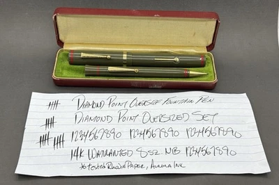 Impresionante juego de plumas estilográficas Diamond Point de gran tamaño - restaurado profesionalmente Foto 1 de 4