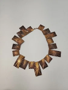 Collana Vintage MCM Mid-Century Moderna Rame Starburst Rettangoli 18" - Foto 1 di 9