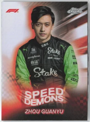 Zhou Guanyu 2024 Topps Chrome Formula 1 Speed Demons #SD-14 Stake F1 KICK Sauber - Image 1 of 2