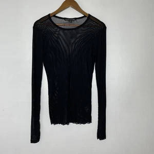 Camisa Ralph Lauren Malla Red Gótica Manga Larga Mujer Mediana Negra Transparente - Imagen 1 de 6