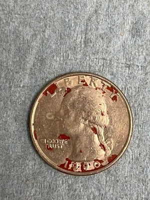 1990 P US Qtr ERROR-NO EYE, NO MOUTH, DDO,DDR, Very Silver Look - Image 1 of 3