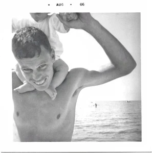Vintage Old 1960s Abstract Photo of Shirtless Handsome Man on Beach Arm Cut Off - Picture 1 of 1