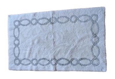 Ковер для ванны Abyss Habidecor 23 дюйма X40 белый с лейтенантом серый бордер полностью хлопок Португалия - Изображение 1 из 3