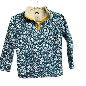 New Girls Frugi Pullover Snuggle Fleece Loch Blue Bloom Sweater - Picture 1 of 7