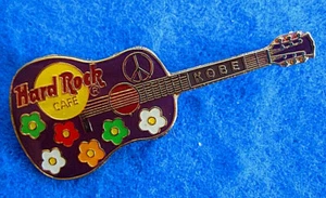PROTOTYPE KOBE JAPANESE PEACE SIGN FLOWERS GIBSON GUITAR Hard Rock Cafe PIN - Picture 1 of 1
