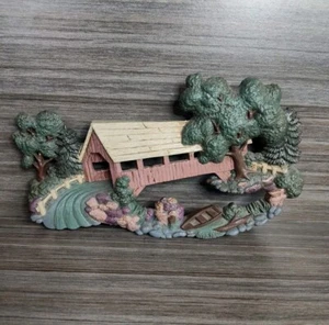 Vintage 1998 HOMCO HOME INTERIOR COVERED BRIDGE  WALL PLAQUE - Picture 1 of 4
