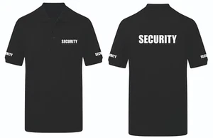 SECURITY POLO SHIRT BODYGUARD DOORMAN SIZES S-8XL PRINTED FRONT/BACK/SLEEVES - Picture 1 of 6