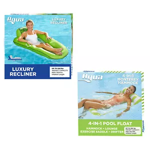 Aqua Leisure Water 4-in-1 Pool Hammock, Lime & Luxury Recliner Float, Green - Picture 1 of 10