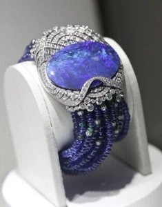 Vintage Style Sapphire Bead Bracelet for Women CZ and Blue Opal Handmade Silver - Picture 1 of 6