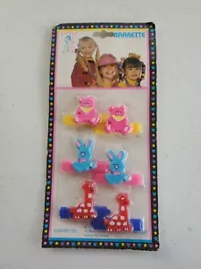 Vintage NIP 1990 Little Linda Barrettes Harry Ash Bunny Bear Giraffe Brand New - Picture 1 of 5