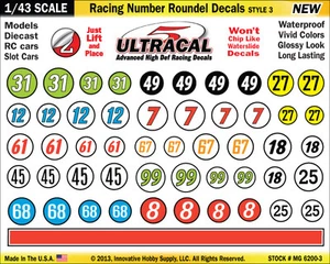 MG6200-3 - 1/43 Scale UltraCal Roundel Decal Sticker Fits Carrera GO SCX Compact - Picture 1 of 2