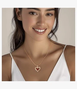 Louisa Secret Love Herz roter Geburtsstein Halskette 925 Sterling Silber Rosegold - Bild 1 von 11