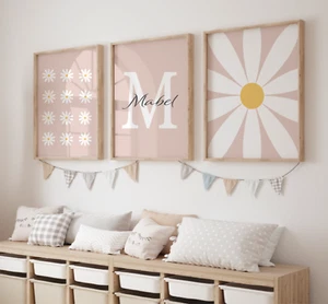 Daisy Boho Nursery Print Set of 3 | Personalised | Wildflower | Baby Gift - Picture 1 of 8