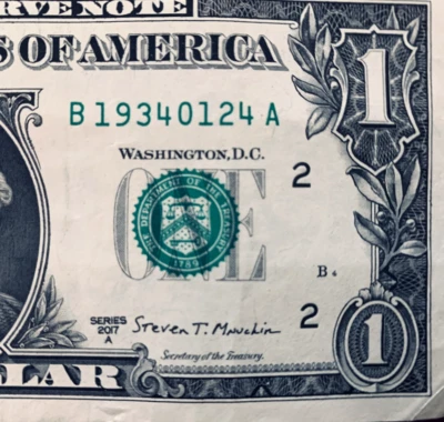 1934 Dec 4 or 1934 12 April:  Birthday Note One Dollar Bill B 1934-0-12-4 A - Image 1 of 3