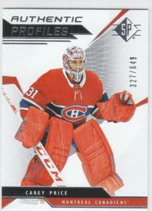2018-19 CAREY PRICE SP AUTHENTIC PROFILES  MONTREAL CANADIENS #327/649 - Picture 1 of 1