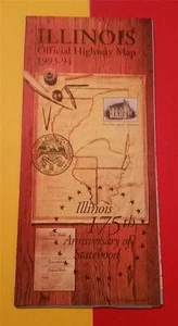 "Mapa plegable oficial de carreteras del estado de Illinois 1993-94" 175 aniversario - Imagen 1 de 1