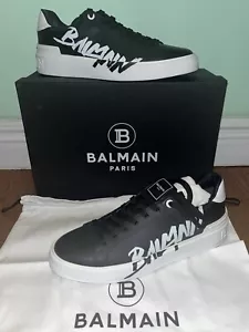 NIB $775 Balmain B Court Leather Logo Print Sneakers - Sz 8 US / 41 EU - Picture 1 of 10
