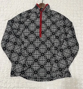 Lands' End Womens SnowFlakes Fair Isle High Neck Fleece Top Size M 10-12 - Picture 1 of 7