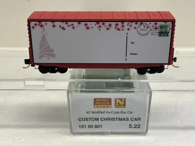 N Scale Micro Trains MTL 101 00 801 5.22 2014 Custom Christmas w/o Lines Boxcar - Image 1 of 4