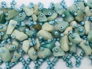Handmade seed bead natural quartz baby blue bracelet 7 inches - Picture 1 of 3