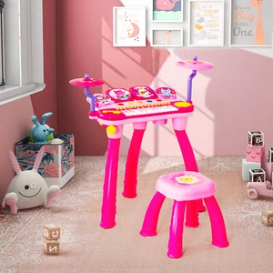 24-Key DJ Piano Drum Set Drum Toy w/Cute Appearance&Eye-Catching LED Lights Pink - Bild 1 von 7