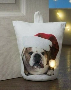 Ganz Christmas Santa Bulldog LED Light UP Weighted Doorstop NEW - Picture 1 of 3