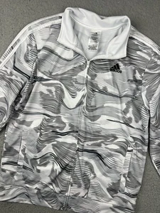 Adidas Youth Track Jacket XL 18/20 Gray White Wave Camouflage Full Zip Tricot - Picture 1 of 12