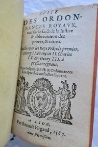 Mini ordonnances royaux sur le faict de la justice, autorité d'icelle..1588 - Imagen 1 de 9