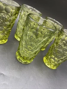 Vintage Imperial Glas Provinz Avocado Grün Daumenabdruck Saft Gläser Set 5 - Bild 1 von 8