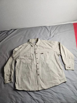 Camisa vintage de lona Carhartt con botones para hombre talla 2XL beige arenisca S97SND Foto 1 de 4
