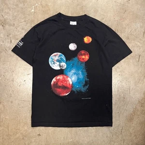 Vintage 90er Space Planeten Grafik T-Shirt Universum Galaxy Art schwarz doppelseitig L - Bild 1 von 3