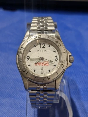 Vintage Relic Brand Watch Coca Cola Stainless Steel Expandable Bracelet New Bat - Image 1 of 4