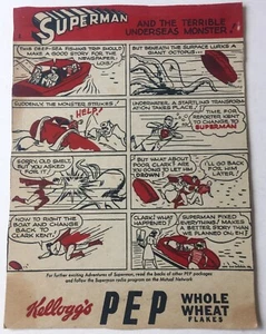 1947 Kellog's Cereal Superman Back Panel #1 - Picture 1 of 2