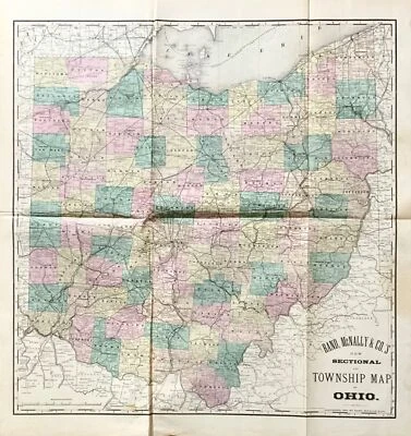1880 Hardesty, Sectional & Township map of Ohio, very large 24 inch - Image 1 of 4