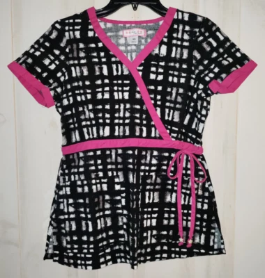 EXCELENTE koi por Kathy Peterson BLANCO Y NEGRO ESTAMPADO EXFOLIANTE TOP TALLA XS Foto 1 de 3