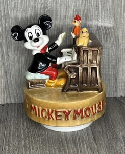 Vintage 1980’s Walt Disney Mickey Mouse At Piano Rotating Music Box - Picture 1 of 6