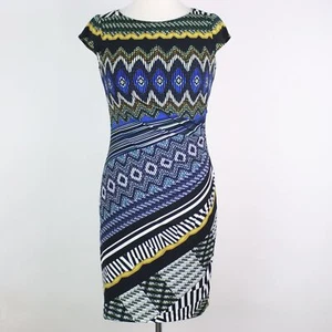 Musette Damen Größe 6 geometrischer Druck gerruchtetes Seitenkleid - Bild 1 von 5